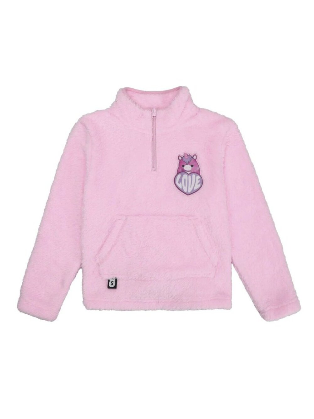 Squishmallows LOLA The Unicorn Girls Shearling Quarter Zip Pullover Small Pink